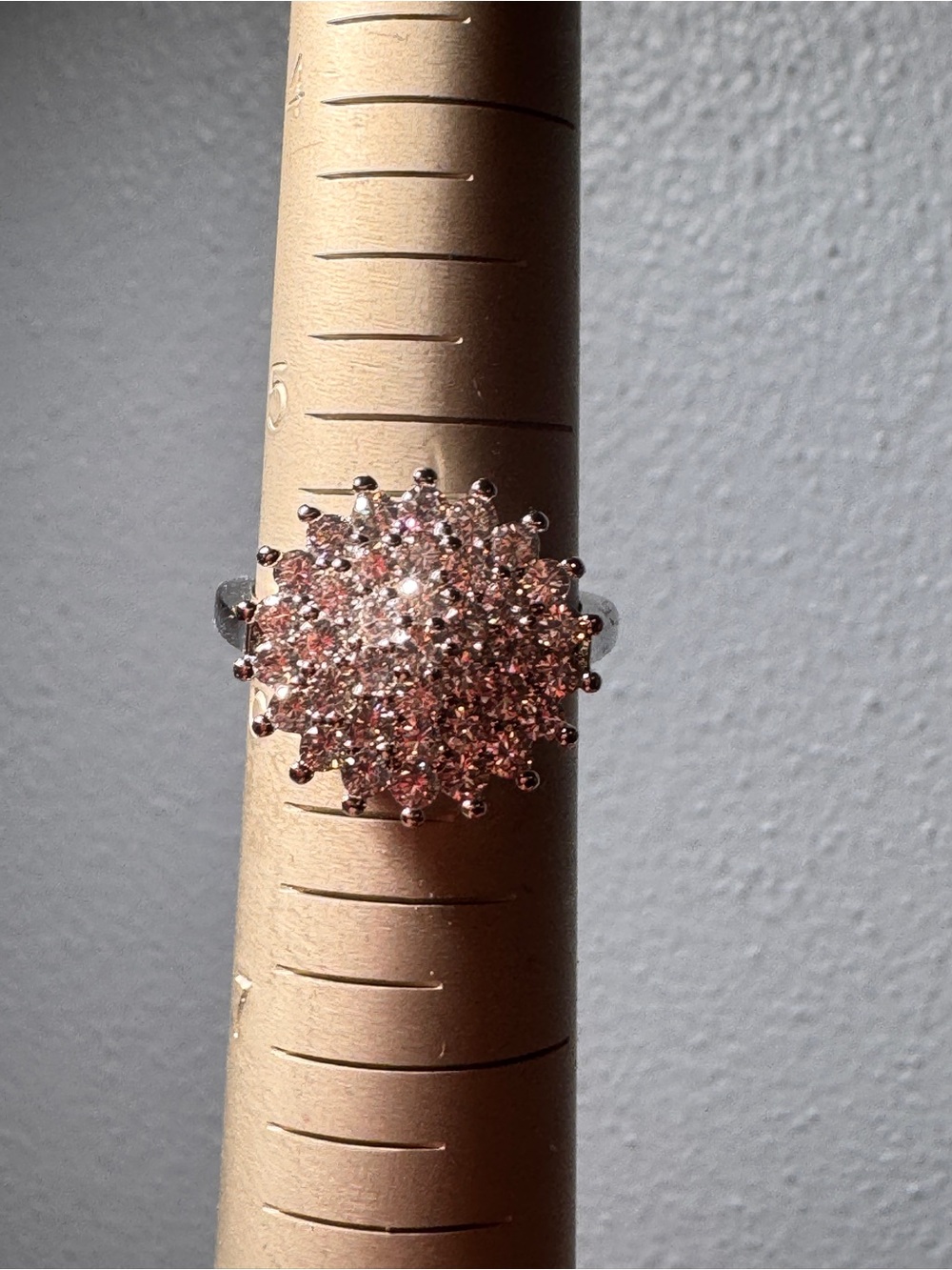 Sparkling Pink Cluster Cocktail Ring - Unbranded